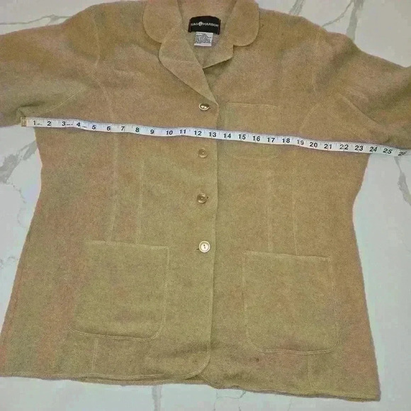Sag Harbor Womens 100% Wool Button Down Cardigan Jacket Tan Size Medium - Picture 7 of 12